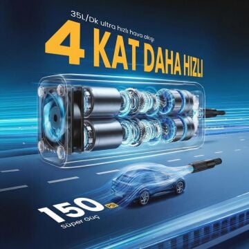 KOBB KB426 12V / Şarjlı Li-ion 150 PSI Dijital Göstergeli Akıllı Lastik Şişirme Pompası+ Powerbank + SOS + Led Lamba