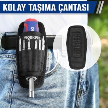 WORKPRO WP221306 15-IN-1 Çok Fonksiyonlu Değişken Uçlu Profesyonel Tornavida Seti + Bel Askı Kılıfı