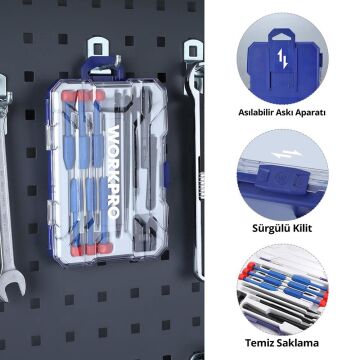 WORKPRO WP200531 12 Parça CR-V Elektronikçi Hassas Profesyonel Onarım Seti