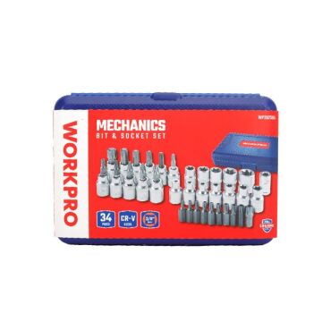 WORKPRO WP202595 3/8'’ CR-V 34 Parça Ağır Hizmet Torx Lokma Takımı (E/T Serisi)