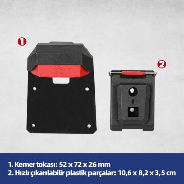 WORKPRO WP281079 Smart Clip Bel Tipi Alet Çantası Hızlı Tak-Çıkar Kemer Klipsi + Çanta Bağlantı Adaptörü