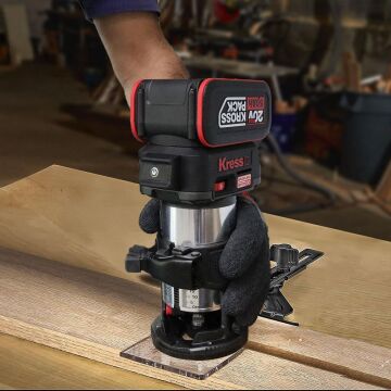 Kress KUD26.91 20Volt Kömürsüz 6/8mm Devir Ayarlı Şarjlı Profesyonel Avuç İçi El Frezesi Formika Tıraşlama (Akü Dahil Değildir)