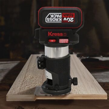 Kress KUD26.91 20Volt Kömürsüz 6/8mm Devir Ayarlı Şarjlı Profesyonel Avuç İçi El Frezesi Formika Tıraşlama (Akü Dahil Değildir)