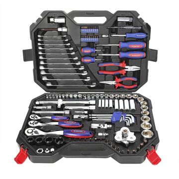 WORKPRO WP202533 1/4'’ 3/8’’ 1/2'’ 123 Parça Cr-V Metrik Ağır Hizmet Lokma ve Kombine Anahtar Takımı