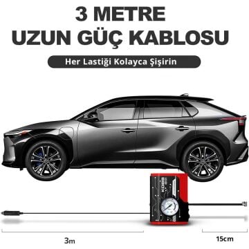 KOBB KB101 12Volt 100 PSI Analog Göstergeli Lastik Şişirme Hava Pompası