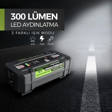 Lokithor J2250PRO 12V 2250Amp LiFePO4 Akıllı Akü Takviye + Powerbank + Led Lamba