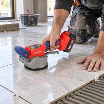 WORKPRO WP397018 20V 123MM Şarjlı Devir Ayarlı Profesyonel Seramik ve Fayans Vantuz Makinesi Aküsüz