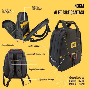 CAT DA980665 17''/43cm 2 Bölmeli Ağır Hizmet Bez Alet Sırt Takım Çantası