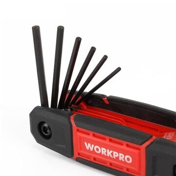 WORKPRO WP222029 9 Parça CR-V İnç Çakı Tipi Profesyonel Allen Anahtar Takımı