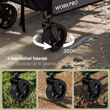 WORKPRO WP285015 80Kg 4 Tekerli Katlanabilir Ağır Hizmet Taşıma Arabası