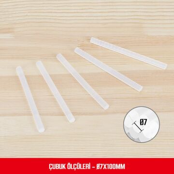 WORKPRO WP432001 7x100mm Sıcak Silikon Tabancası İçin 100 Adet Şeffaf Yedek Silikon/Mum