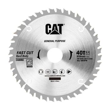 CAT DA08002 184x30mm Ahşap Kesme Elmas, Daire Testere Bıçağı 40 Diş