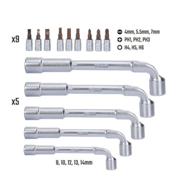WORKPRO WP204003 26 Parça Cr-V Profesyonel Motosiklet Tamir Alet Seti