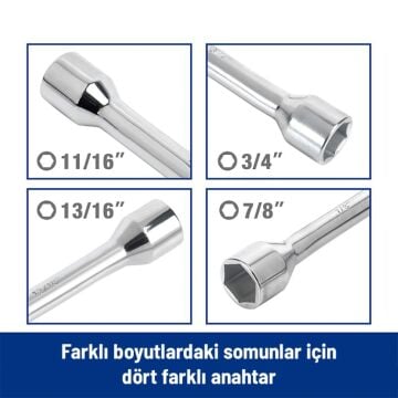 WORKPRO WP314005 17 19 21 23 Cr-V 400mm 4 Kollu Profesyonel Bijon Anahtarı