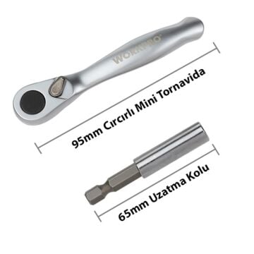 WORKPRO WP200534 32 Parça 1/4'’ Profesyonel Mini Cırcır Lokma Kollu Bits Vidalama Seti