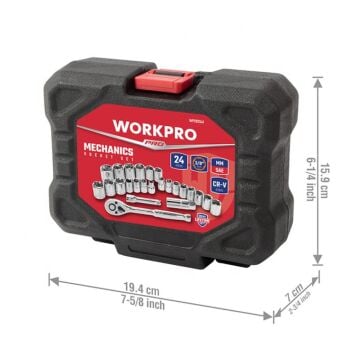 WORKPRO WP202541 3/8'’ CR-V 24 Parça Metrik/İnç Ağır Hizmet Lokma Takımı