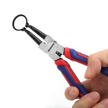 WORKPRO WP231151 180MM CR-V Eğri Uçlu Yaylı Profesyonel Dış Segman Pensesi