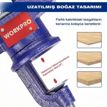 WORKPRO WP233010 65mm 360° Döner Tabanlı Örslü Profesyonel Mini Tezgâh Mengene