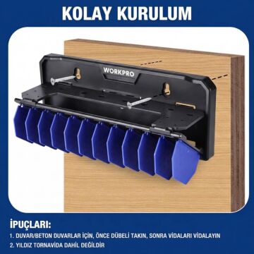 WORKPRO WP433073 Çok Amaçlı El Aleti Duvar Askı/Depolama Rafı